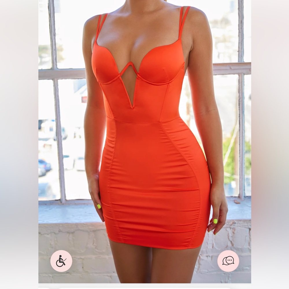 Oh Polly double life underwired satin mini dress in coral